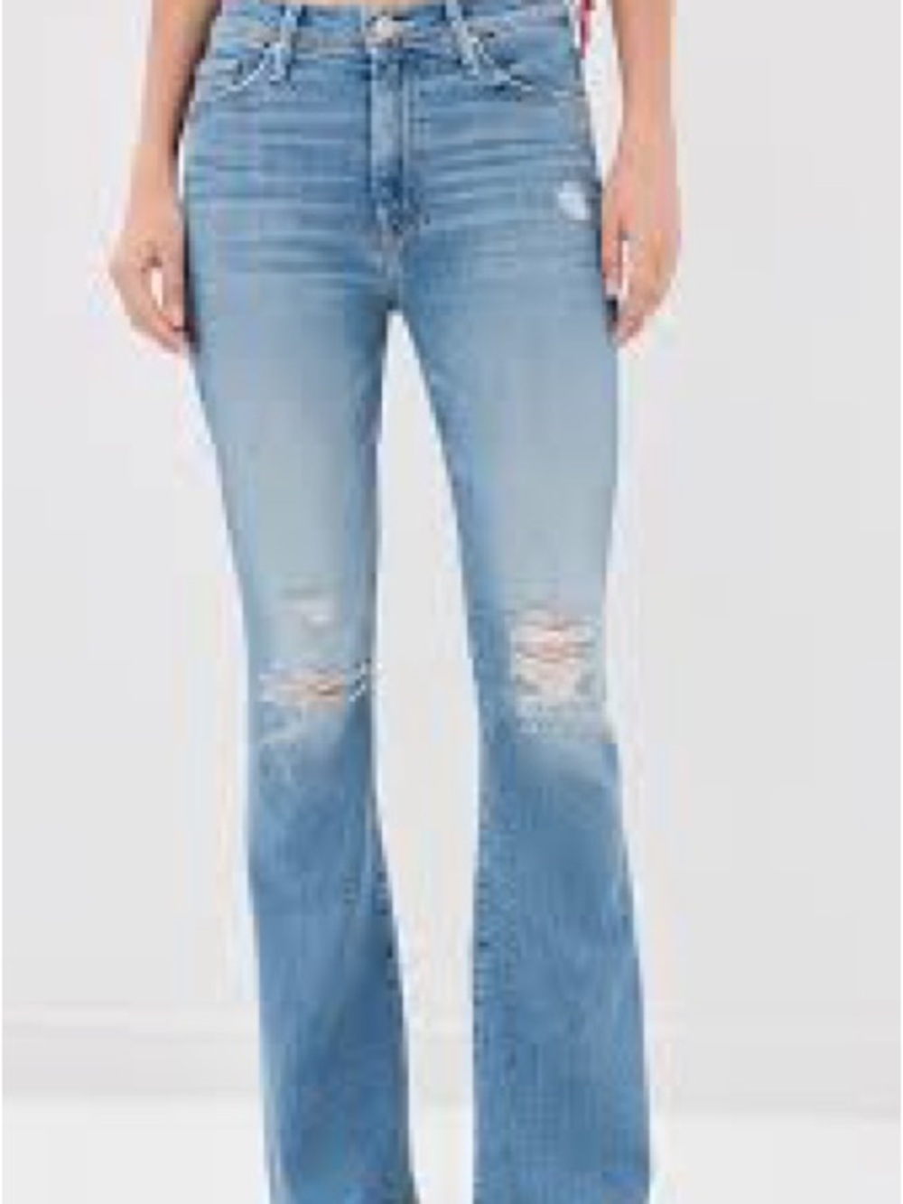 MOTHER Light Blue Distressed Flare Jeans